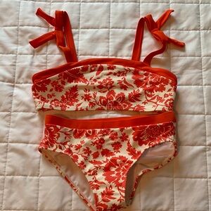Janie and Jack Orange and Cream Floral Swimwear